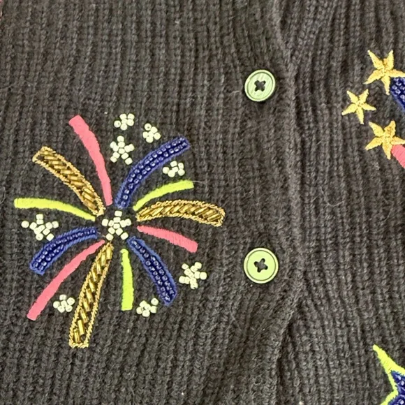Boden navy cardigan with colorful beads and embroidery - Picture 3 of 6